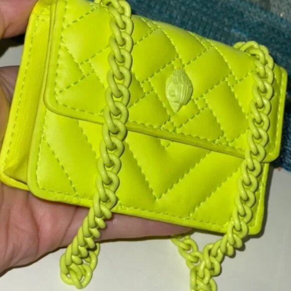 KURT GEIGER LONDON Micro Kensington Neon Yellow Leather Crossbody - Picture 7 of 7
